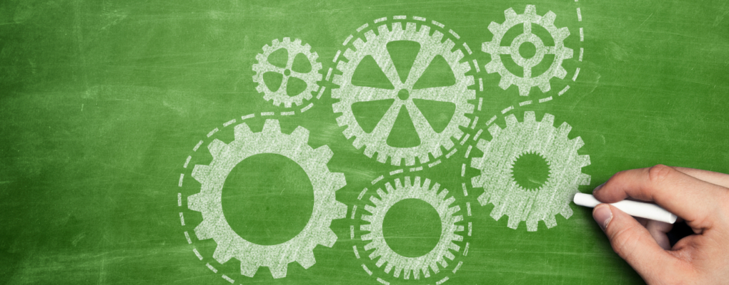 Gears drawn on a whiteboard